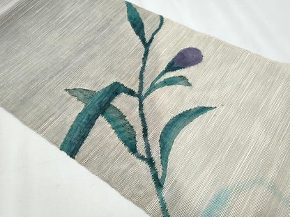 平和屋着物＊夏物　八寸名古屋帯　草花文　正絹　逸品　CABL2188fb