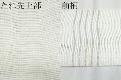 平和屋着物＊夏物　八寸名古屋帯　よろけ縞　銀糸　CABL2189fb