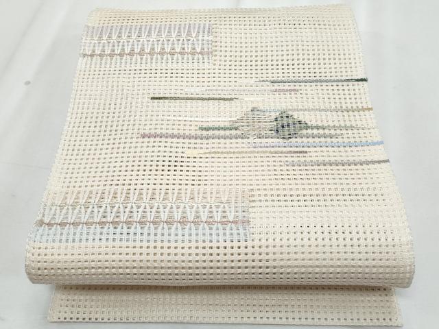 平和屋着物＊夏物　八寸名古屋帯　抽象文様　正絹　逸品　CABL2190fb