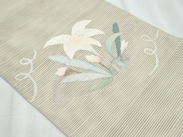 平和屋着物＊夏物　八寸名古屋帯　絽綴れ　地紙枝花文　金銀糸　正絹　逸品　CABL2201fb