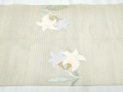 平和屋着物＊夏物　八寸名古屋帯　絽綴れ　地紙枝花文　金銀糸　正絹　逸品　CABL2201fb