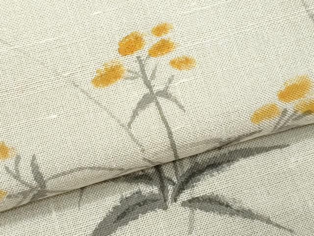 平和屋着物＊夏物　絹芭蕉　九寸名古屋帯　作家物　手描き　枝花文　正絹　逸品　CABL2207fb