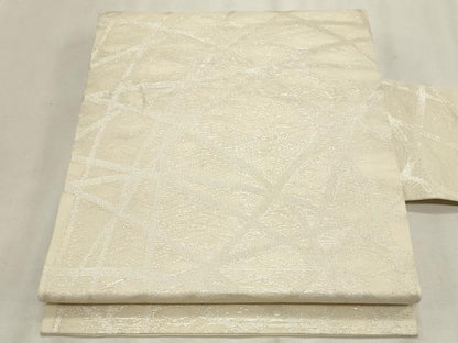 平和屋着物＊夏物　九寸名古屋帯　芝草文　銀糸　正絹　逸品　CABL2217fb