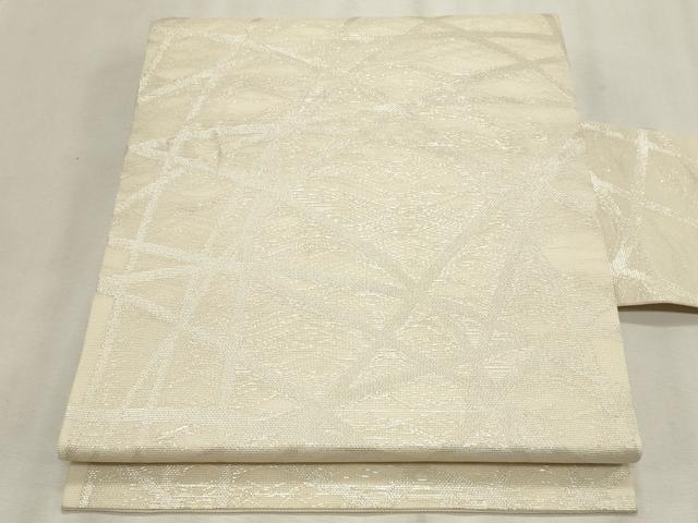 平和屋着物＊夏物　九寸名古屋帯　芝草文　銀糸　正絹　逸品　CABL2217fb