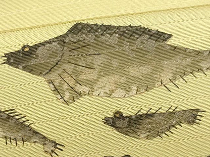 平和屋着物＊夏物　九寸名古屋帯　手描き　魚　金彩　CABL2219fb