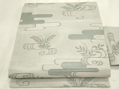 平和屋着物＊夏物　九寸名古屋帯　流水枝葉文　正絹　逸品　CABL2224fb