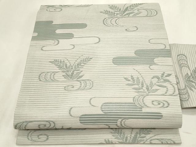 平和屋着物＊夏物　九寸名古屋帯　流水枝葉文　正絹　逸品　CABL2224fb