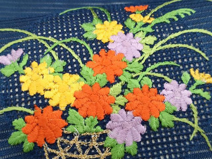 平和屋着物＊夏物　九寸名古屋帯　総刺繍　花籠文　正絹　逸品　CABL2228fb