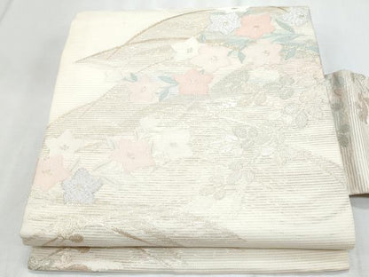 平和屋着物＊夏物　九寸名古屋帯　桔梗文　金銀糸　正絹　逸品　CABL2229fb