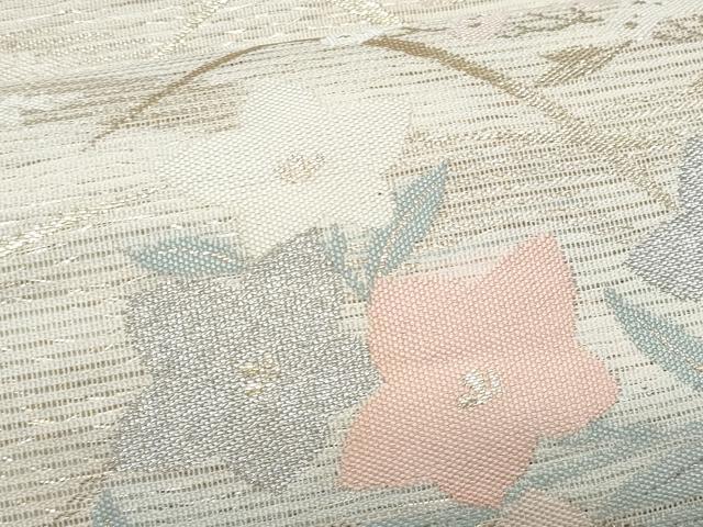 平和屋着物＊夏物　九寸名古屋帯　桔梗文　金銀糸　正絹　逸品　CABL2229fb