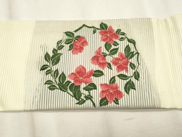 平和屋着物＊夏物　九寸名古屋帯　唐織　花丸文　金糸　正絹　逸品　CABL2232fb