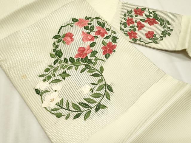 平和屋着物＊夏物　九寸名古屋帯　唐織　花丸文　金糸　正絹　逸品　CABL2232fb