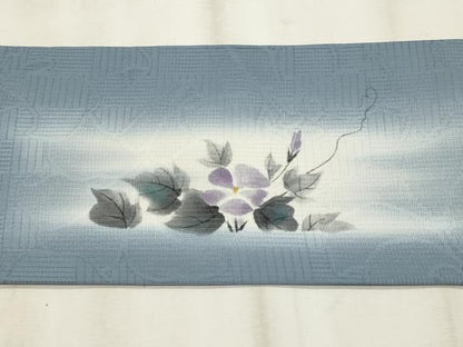 平和屋着物＊夏物　九寸名古屋帯　手描き　枝花文　正絹　逸品　CABL2234fb