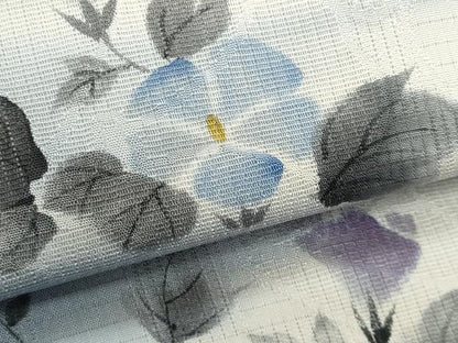平和屋着物＊夏物　九寸名古屋帯　手描き　枝花文　正絹　逸品　CABL2234fb