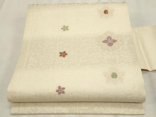 平和屋着物＊夏物　九寸名古屋帯　花唐草文　正絹　逸品　CABL2235fb