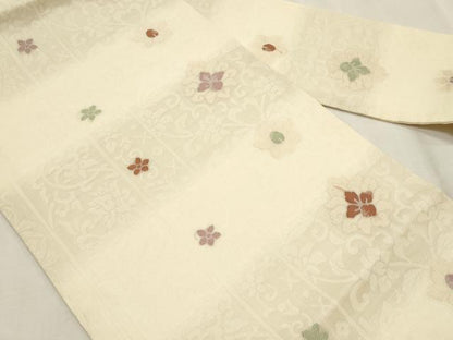 平和屋着物＊夏物　九寸名古屋帯　花唐草文　正絹　逸品　CABL2235fb