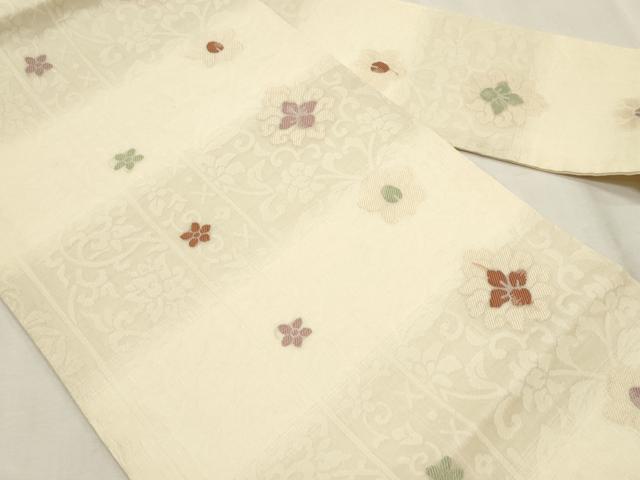 平和屋着物＊夏物　九寸名古屋帯　花唐草文　正絹　逸品　CABL2235fb