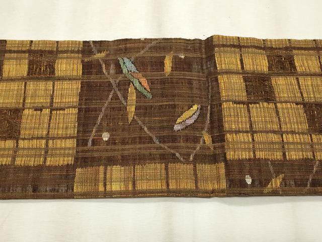 平和屋着物＊夏物　九寸名古屋帯　枝葉文　金銀糸　正絹　逸品　CABL2237fb