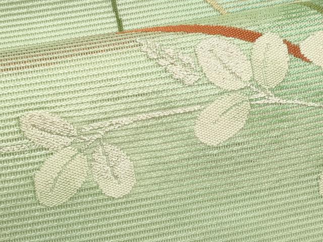 平和屋着物＊夏物　九寸名古屋帯　枝葉文　銀糸　正絹　逸品　CABL2244fb
