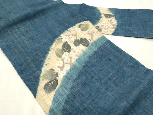 平和屋着物＊夏物　九寸名古屋帯　絞り　紫陽花　金彩　麻　逸品　CABL2254fb