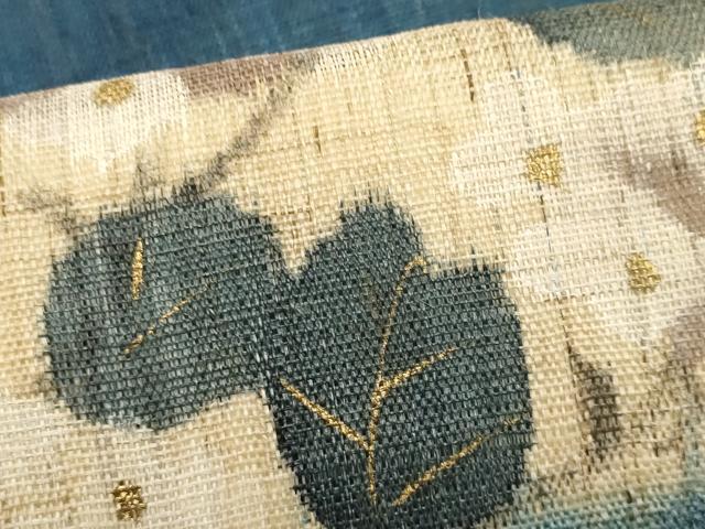 平和屋着物＊夏物　九寸名古屋帯　絞り　紫陽花　金彩　麻　逸品　CABL2254fb