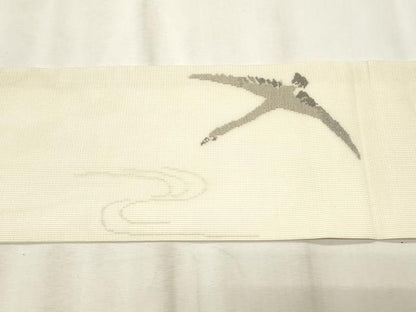 平和屋着物＊夏物　九寸名古屋帯　飛鶴文　正絹　逸品　CABL2258fb
