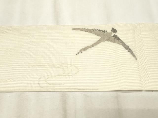 平和屋着物＊夏物　九寸名古屋帯　飛鶴文　正絹　逸品　CABL2258fb