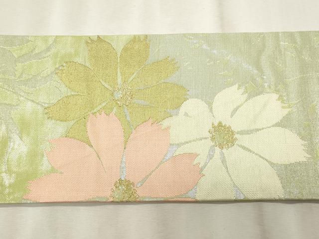 平和屋着物＊夏物　九寸名古屋帯　枝花文　金銀糸　正絹　逸品　CABL2265fb