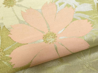 平和屋着物＊夏物　九寸名古屋帯　枝花文　金銀糸　正絹　逸品　CABL2265fb