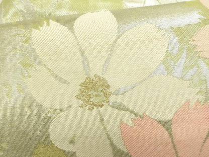 平和屋着物＊夏物　九寸名古屋帯　枝花文　金銀糸　正絹　逸品　CABL2265fb