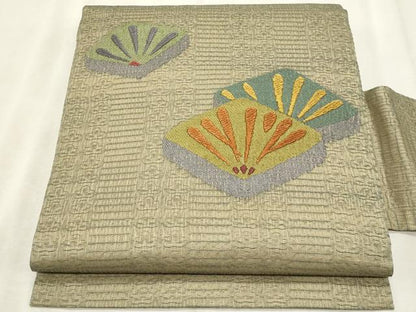 平和屋着物＊夏物　九寸名古屋帯　松葉文　正絹　逸品　CABL2269fb