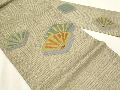 平和屋着物＊夏物　九寸名古屋帯　松葉文　正絹　逸品　CABL2269fb