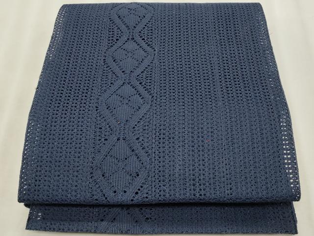 平和屋着物＊夏物　八寸名古屋帯　羅　立涌花文　紺色　正絹　逸品　CABL2271fb