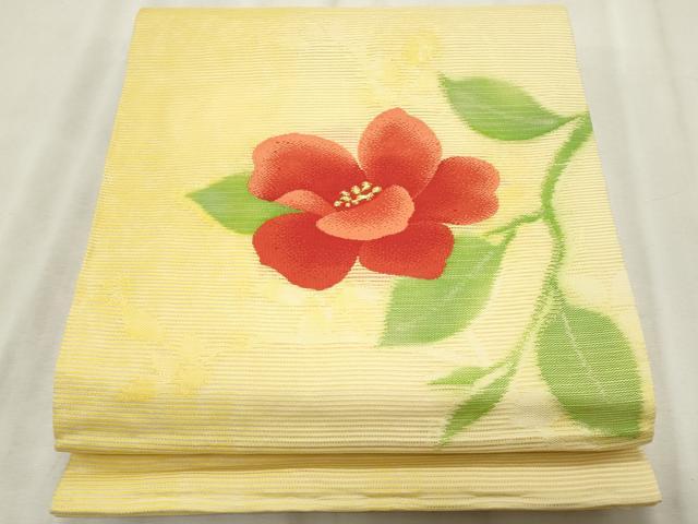 平和屋着物＊夏物　九寸開き名古屋帯　枝花文　金糸　正絹　逸品　CABL2276fb