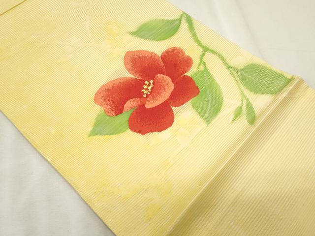 平和屋着物＊夏物　九寸開き名古屋帯　枝花文　金糸　正絹　逸品　CABL2276fb