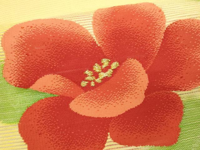 平和屋着物＊夏物　九寸開き名古屋帯　枝花文　金糸　正絹　逸品　CABL2276fb