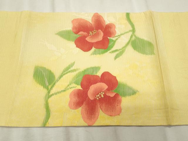 平和屋着物＊夏物　九寸開き名古屋帯　枝花文　金糸　正絹　逸品　CABL2276fb