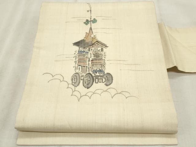 平和屋着物＊夏物　九寸名古屋帯　作家物　手描き　鉾　正絹　逸品　CABL2286fb