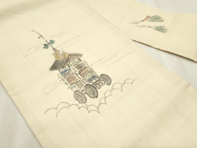 平和屋着物＊夏物　九寸名古屋帯　作家物　手描き　鉾　正絹　逸品　CABL2286fb