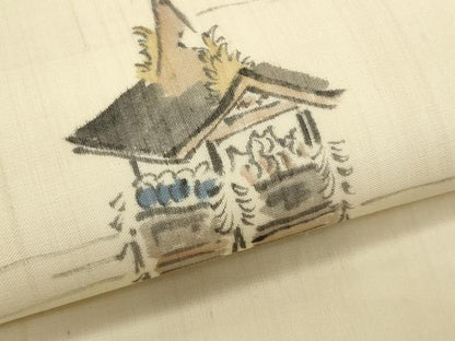 平和屋着物＊夏物　九寸名古屋帯　作家物　手描き　鉾　正絹　逸品　CABL2286fb