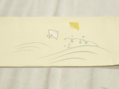 平和屋着物＊夏物　九寸名古屋帯　千鳥立波文　正絹　逸品　CABL2287fb
