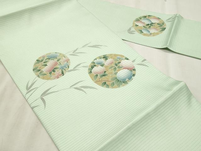 平和屋着物＊夏物　絽塩瀬　九寸名古屋帯　枝花丸文　正絹　逸品　CABL2289fb