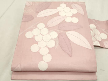 平和屋着物＊夏物　九寸名古屋帯　南天文　銀糸　正絹　逸品　CABL2295fb
