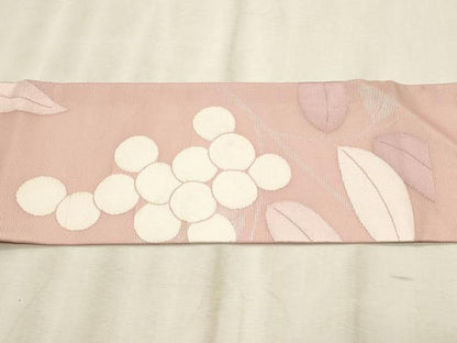 平和屋着物＊夏物　九寸名古屋帯　南天文　銀糸　正絹　逸品　CABL2295fb