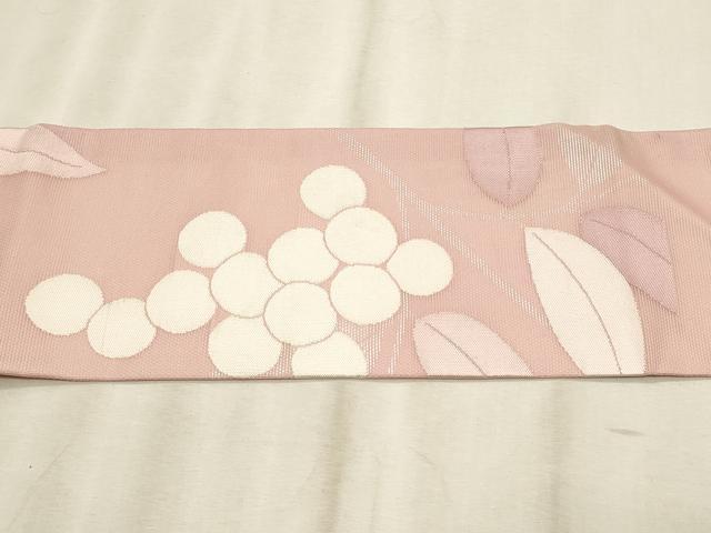 平和屋着物＊夏物　九寸名古屋帯　南天文　銀糸　正絹　逸品　CABL2295fb