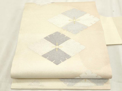 平和屋着物＊夏物　九寸名古屋帯　菱文　金銀糸　正絹　逸品　CABL2297fb