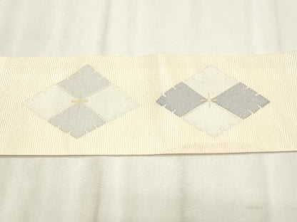 平和屋着物＊夏物　九寸名古屋帯　菱文　金銀糸　正絹　逸品　CABL2297fb