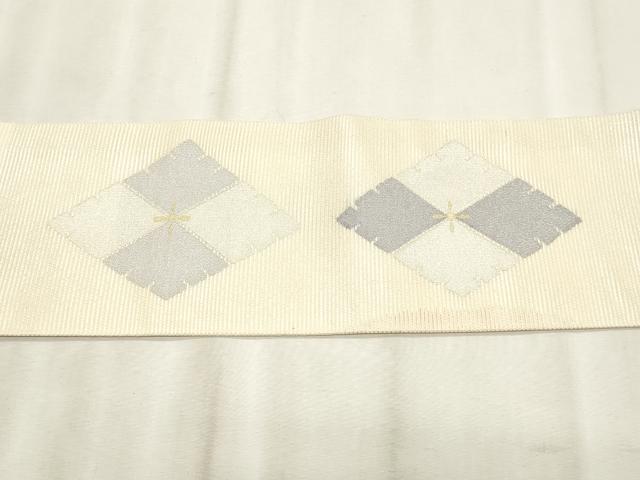 平和屋着物＊夏物　九寸名古屋帯　菱文　金銀糸　正絹　逸品　CABL2297fb