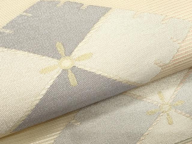 平和屋着物＊夏物　九寸名古屋帯　菱文　金銀糸　正絹　逸品　CABL2297fb