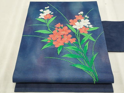 平和屋着物＊夏物　九寸名古屋帯　枝花文　金銀糸　正絹　逸品　CABL2298fb